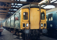 Class 128 DMU at Longsight depot