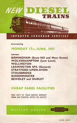 1965 Birmingham - Leamington Spa timetable outside