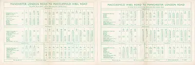 January 1957 Manchester - Macclesfield Hibel Road timetable inside
