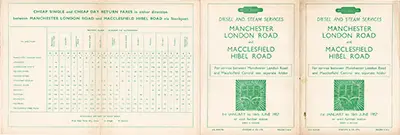 January 1957 Manchester - Macclesfield Hibel Road timetable outside