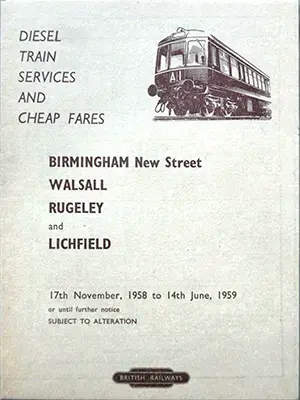 Autumn 1958 Birmingham - Lichfield via Walsall timetable cover