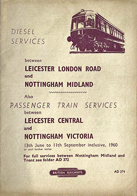 June 1960 Leicester - Nottingham timetable cover
