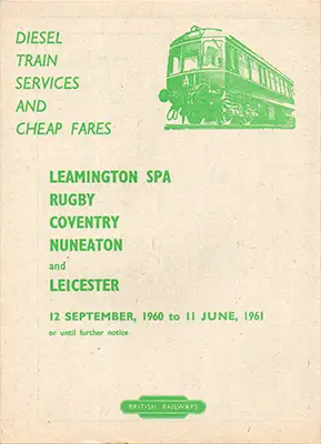 September 1960 Leamington Spa - Rugby - Coventry - Nuneaton / Leicester timetable front