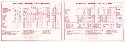 November 1960 Oxford, Bletchley, Bedford and Cambridge timetable inside