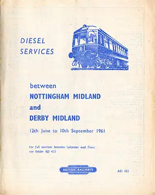 June 1961 Nottingham - Derby timetable cover