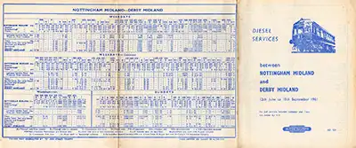 June 1961 Nottingham - Derby timetable outside