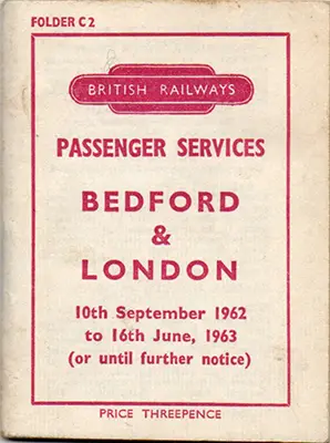 September 1962 Bedford - London timetable cover
