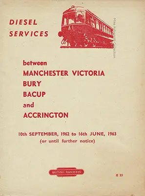 September 1962 Manchester - Accrington timetable cover