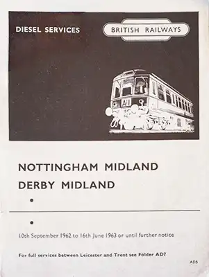 September 1962 Nottingham - Derby timetable cover