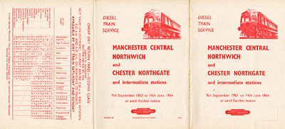September 1963 Manchester - Chester timetable outside