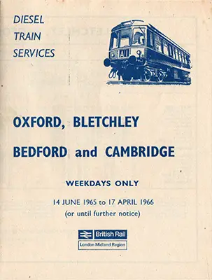 June 1965 Oxford, Bletchley, Bedford and Cambridge timetable cover