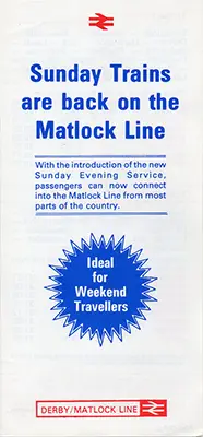 May 1982 Matlock Line Sunday Service timetable front