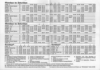 May 1978 Leeds/Bradford-Skipton timetable inside