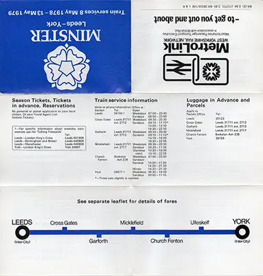 May 1978 Leeds - York timetable outside