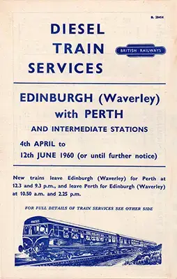 Front of April 1960 Edinburgh - Perth timetable