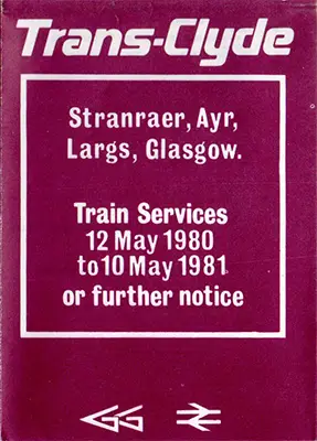 May 1980 Stranraer - Ayr - Largs - Glasgow timetable front