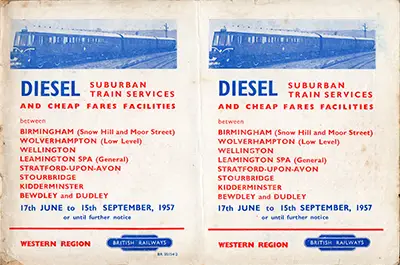 Birmingham area timetable June 1957
