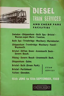 Bristol area timetable June 1959