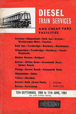 Bristol area timetable September 1960