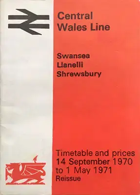 front of September 1970 Central Wales Line timetable