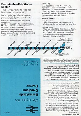May 1975 Barnstaple - Exeter timetable outside
