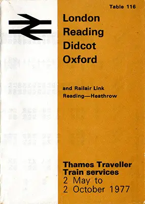 May 1977 London Reading Didcot Oxford timetable cover