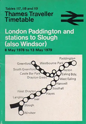 Paddington - Slough May 1978 timetable front