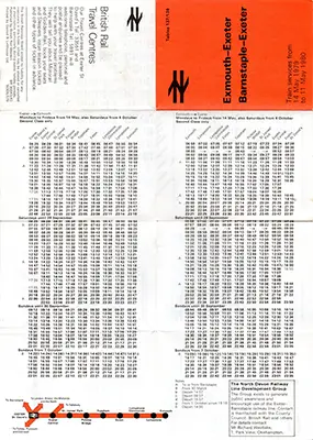 Exmouth - Exeter and Barnstaple - Exeter May 1979 timetable outside
