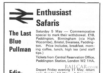 Blue Pullman tour advert