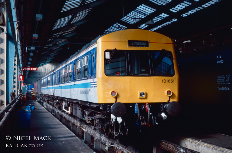 Class 101 DMU at Cambridge depot