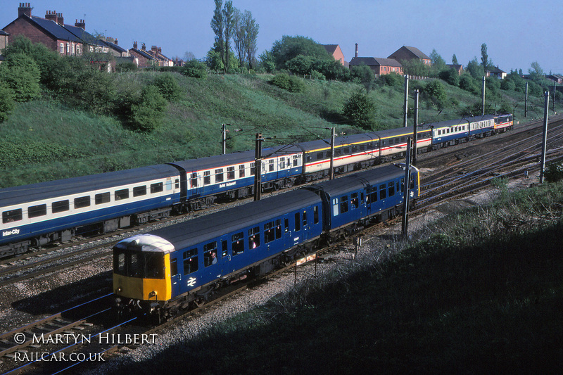 Class 104 DMU at Farington Curve Junction