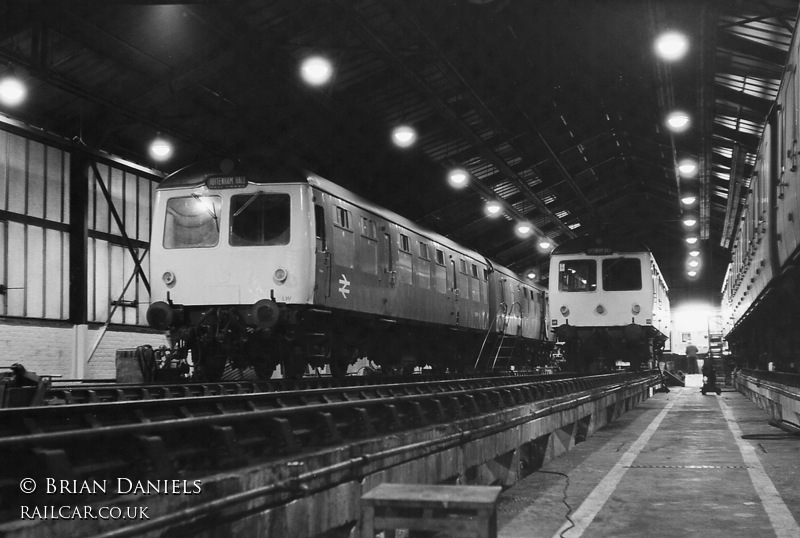 Class 105 DMU at Stratford depot