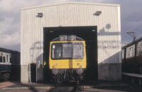 Class 107 DMU at Corkerhill depot