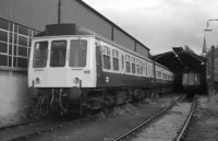 Class 107 DMU at Hamilton depot