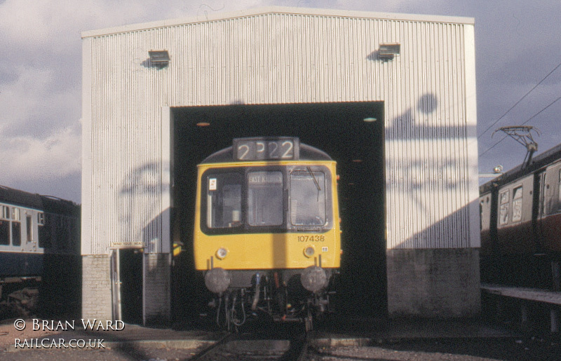 Class 107 DMU at Corkerhill depot