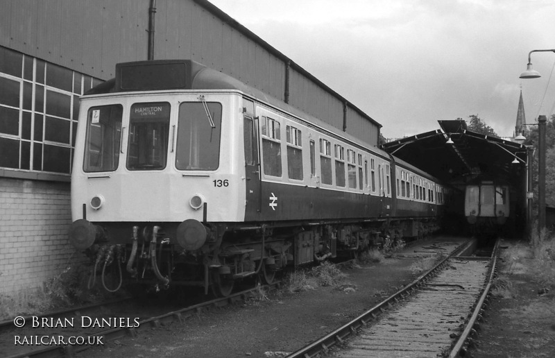 Class 107 DMU at Hamilton depot