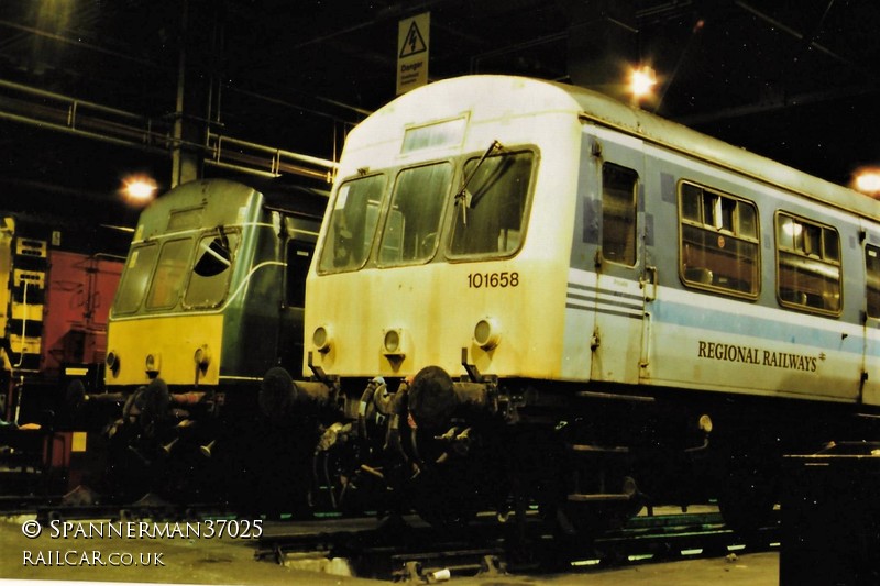 Class 111 DMU at Longsight depot