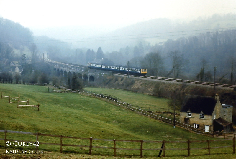 Class 119 DMU at Frampton Mansell Viaduct