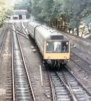 Class 107 DMU at Princes Street Gardens