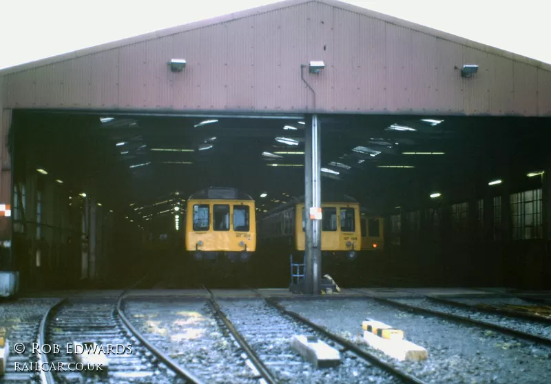Class 107 DMU at Hamilton depot