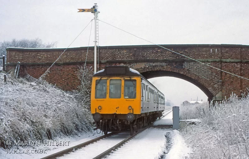 Class 108 DMU at Cocker Bar, Ulnes Walton