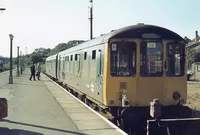 Class 104 DMU at Cromer Beach