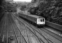 Class 107 DMU at Princes Street Gardens