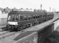 Class 108 DMU at Peasley Cross, St Helens