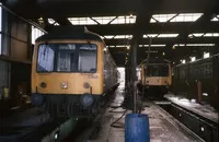 Class 108 DMU at Landore depot