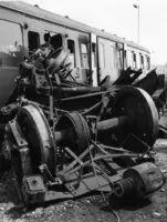 mangled bogie in front of a centre car
