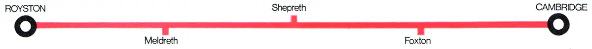 Royston - Cambridge route diagram