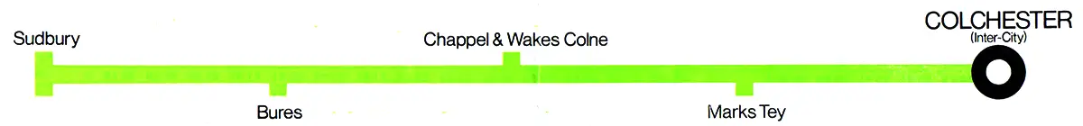 Sudbury-Colchester route diagram