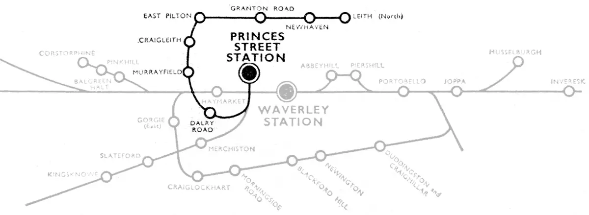 Edinburgh Princess Street - Leith North route diagram