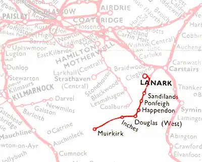 Lanark to Muirkikr Route diagram